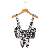 Casual Printed Pants Pants Lace Up High Waist Three Pants Shorts Set